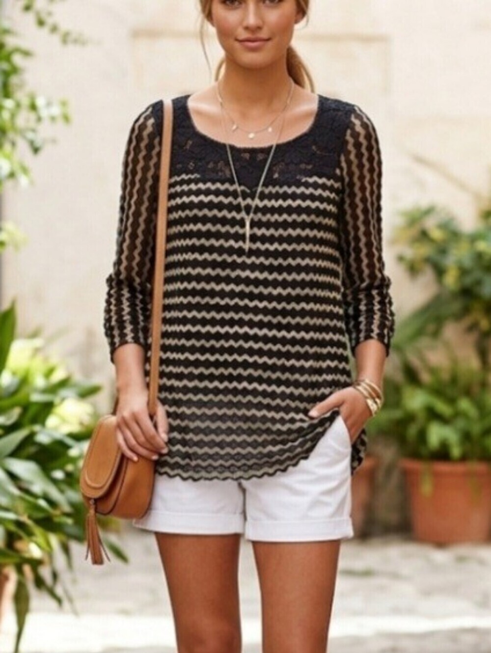 Free People New Romantics Beaded Chevron Semi-sheer Long Sleeve Size Large